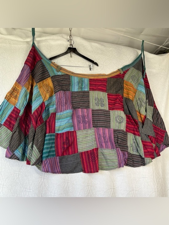Patchwork Wrap Around Skirt Boho Hippie 100 Cotton Maxi Skirts One Size Nepal OS - Picture 8 of 16